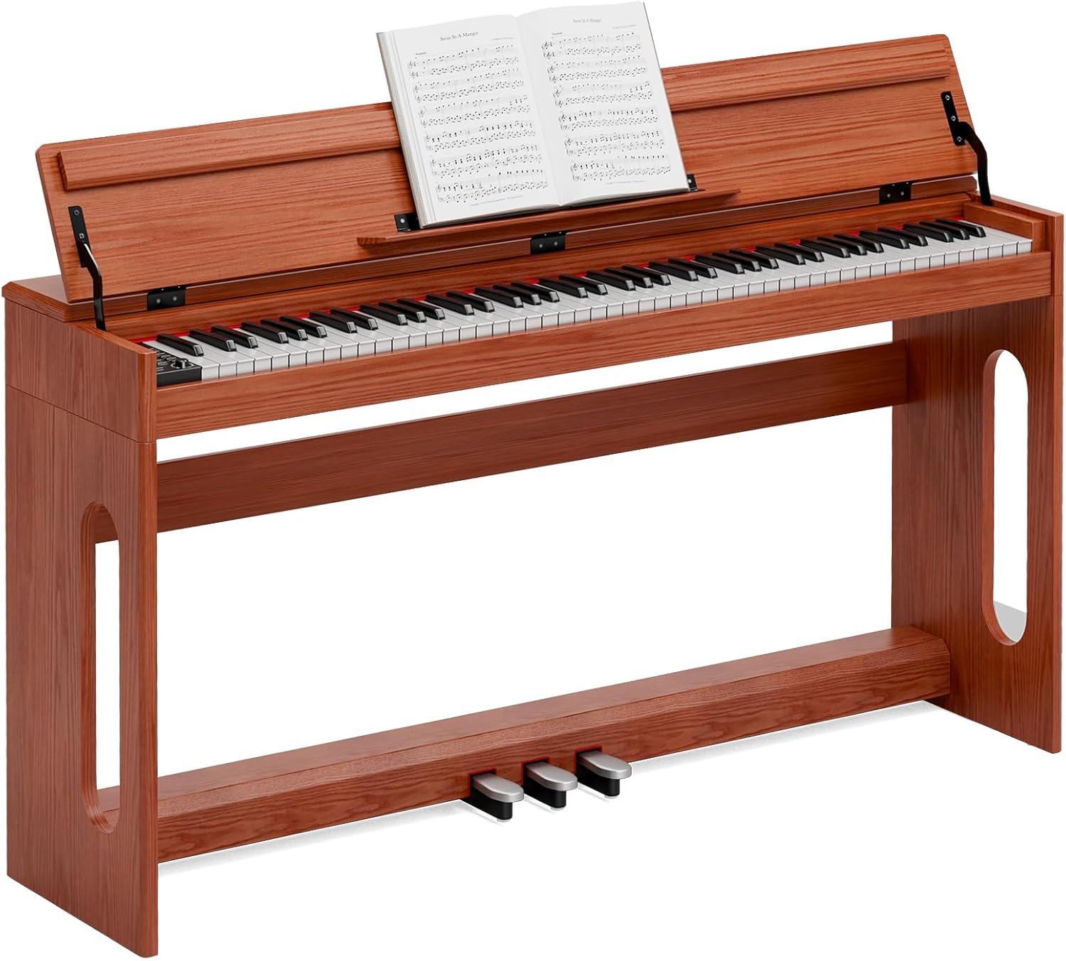 UMOMO U-738 88 Key Digital Piano Keyboard, Full Size Electric Piano with Piano Stand, Headphone Jack, 3 Pedal, Electronic Piano for Beginner, Adults, Brown