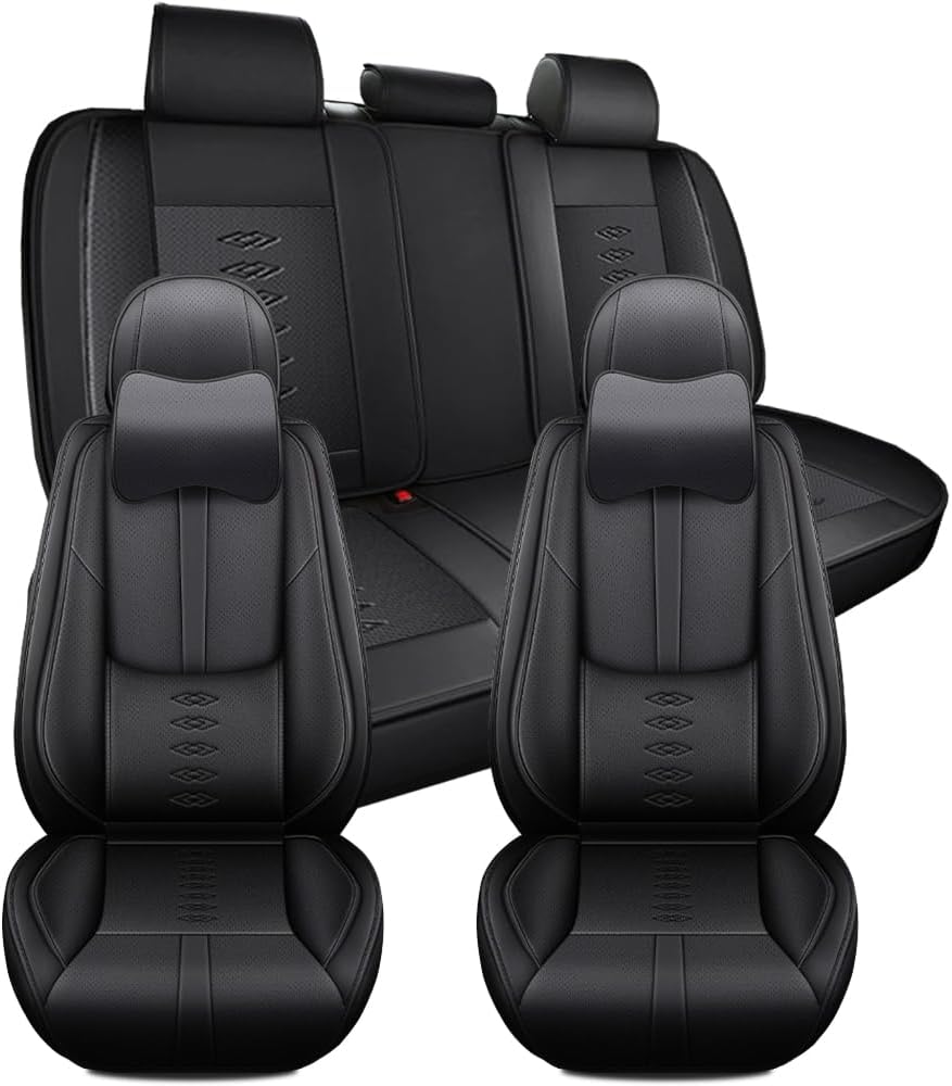 Car Seat Covers for Chrysler Sebring 1997-2010,Waterproof Leather Seat Covers 5-Seats Luxury,Interior Accessories with Airbag,Automobile Seat Cover Sets for Sebring(Black)