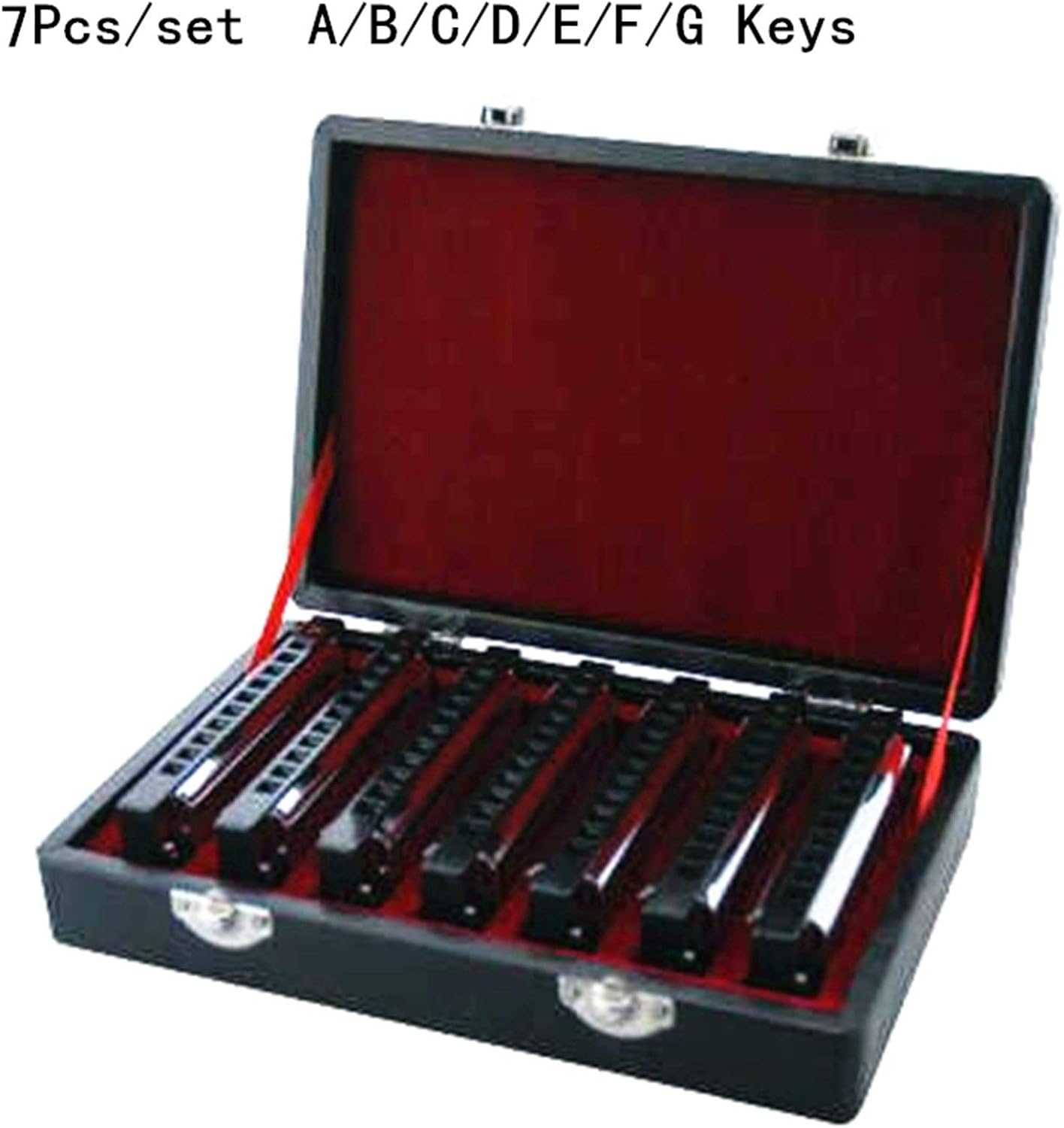 SUOFEILAIMU 7Pcs/Set 10 Hole 20 Tone Harmonica Senior Diatonic Blues Harp 7 Tune Set Mouth Organ Sliver Color with Gift Box