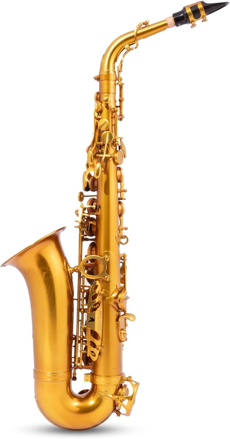 BetterSax Session Alto Saxophone Matte Dark Gold Finish — Hand-Crafted Professional Saxophone — Enhanced Tone, Projection & Ergonomics — Includes Professional Hand-Finished Mouthpiece