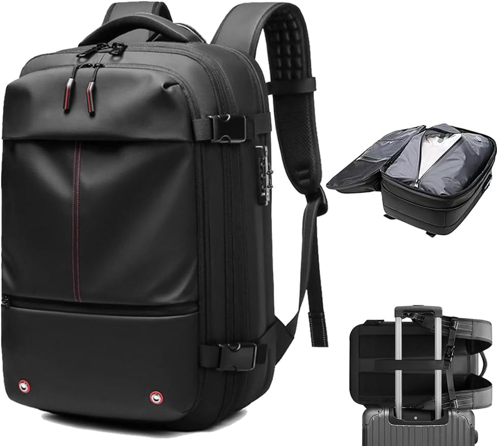 Vacuum Backpack Travel 60l Compression Backpack Travel Backpack With Vacuum System Anti Theft Carry-On Backpack Suitcase Luggage (Black)