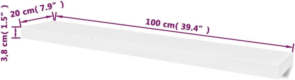 2 White MDF Floating Wall Display Shelves Book/DVD Storage,Floating Shelves,Wall Storage Shelves, Wall Mounted Shelf Organizer Unit Display Shelf,for Living Room, Bedroom, Kitchen, Bathroom,Office