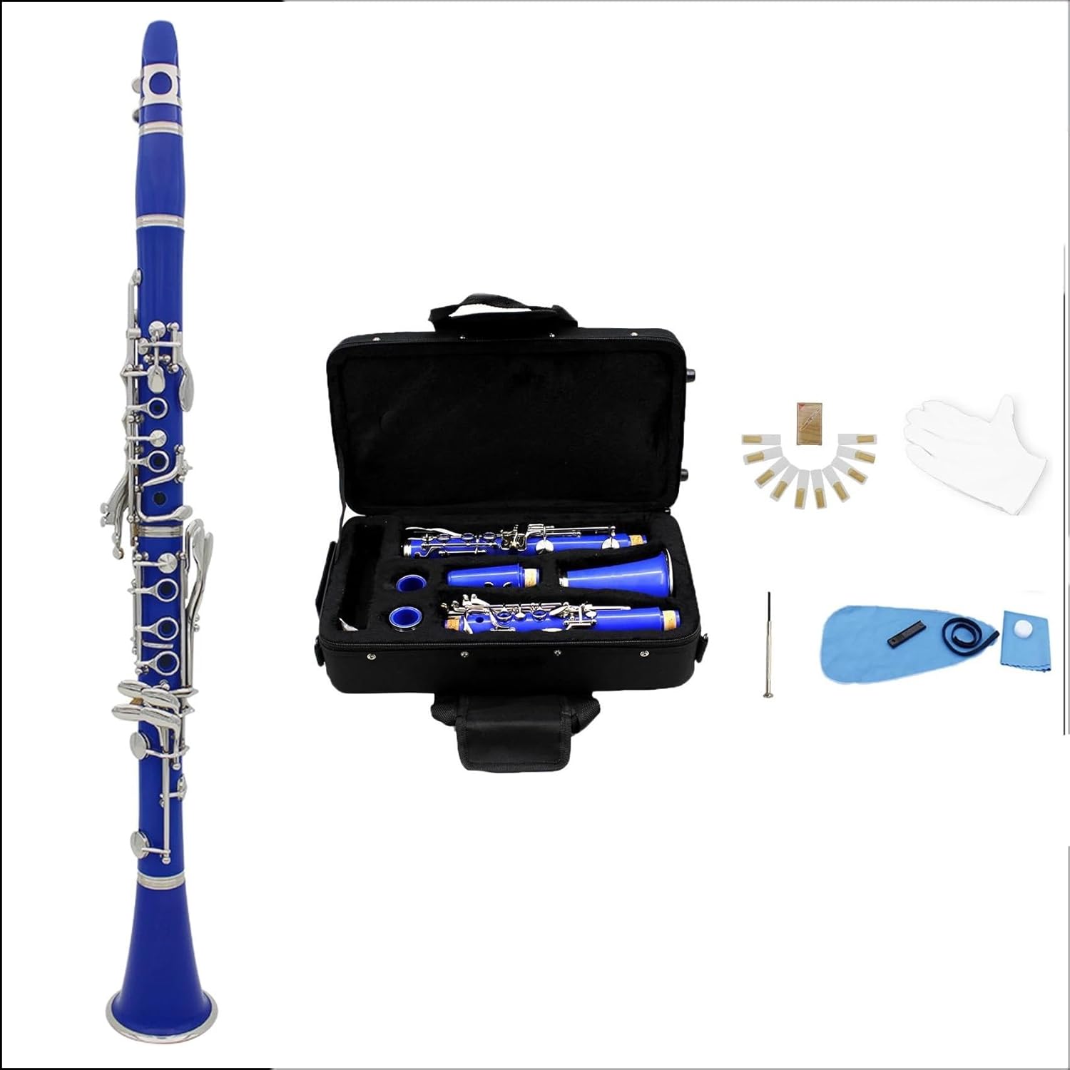 Clarinet Musical Instruments Clarinet Bb 17 Keys 6 Rings Sky Blue Portable Bakelite Clarinet Professional Woodwind Instrument