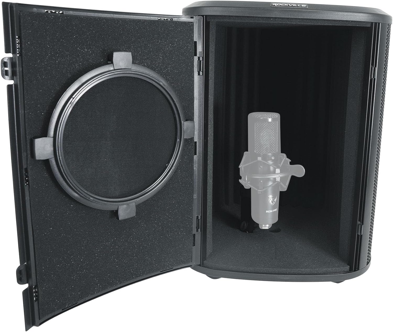 Rockville RCM02 Bundle: Studio Recording Condenser Microphone with Metal Shock Mount, ISOBOX Sound Isolation Box with Stand and Pop Filter, for Vocal Recording and Podcasting, 2-Items