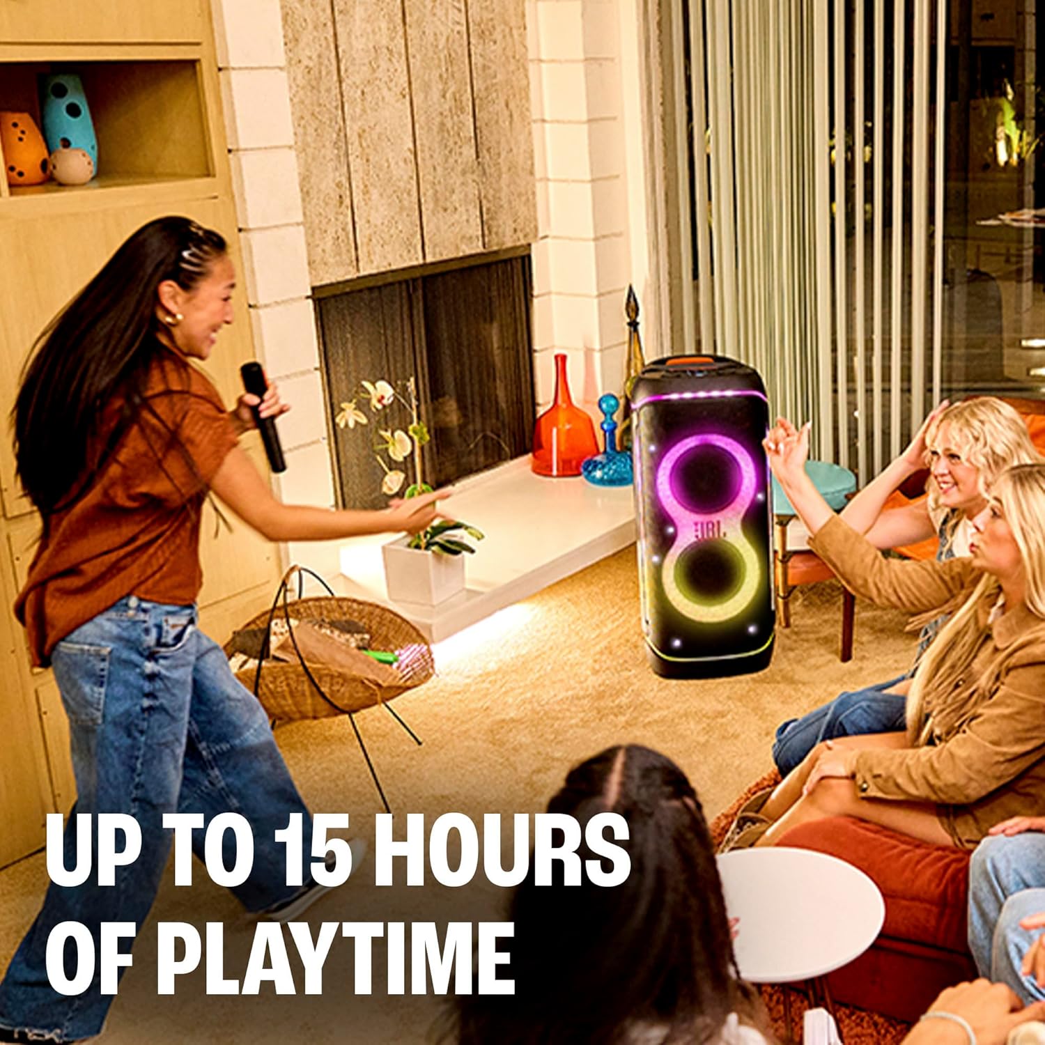 JBL PartyBox 720 - Loudest Battery-Powered Party Speaker with Superior Pro Sound and a Futuristic lightshow, Up to 15 Hours Playtime & IPX4 Splash Proof (Black)