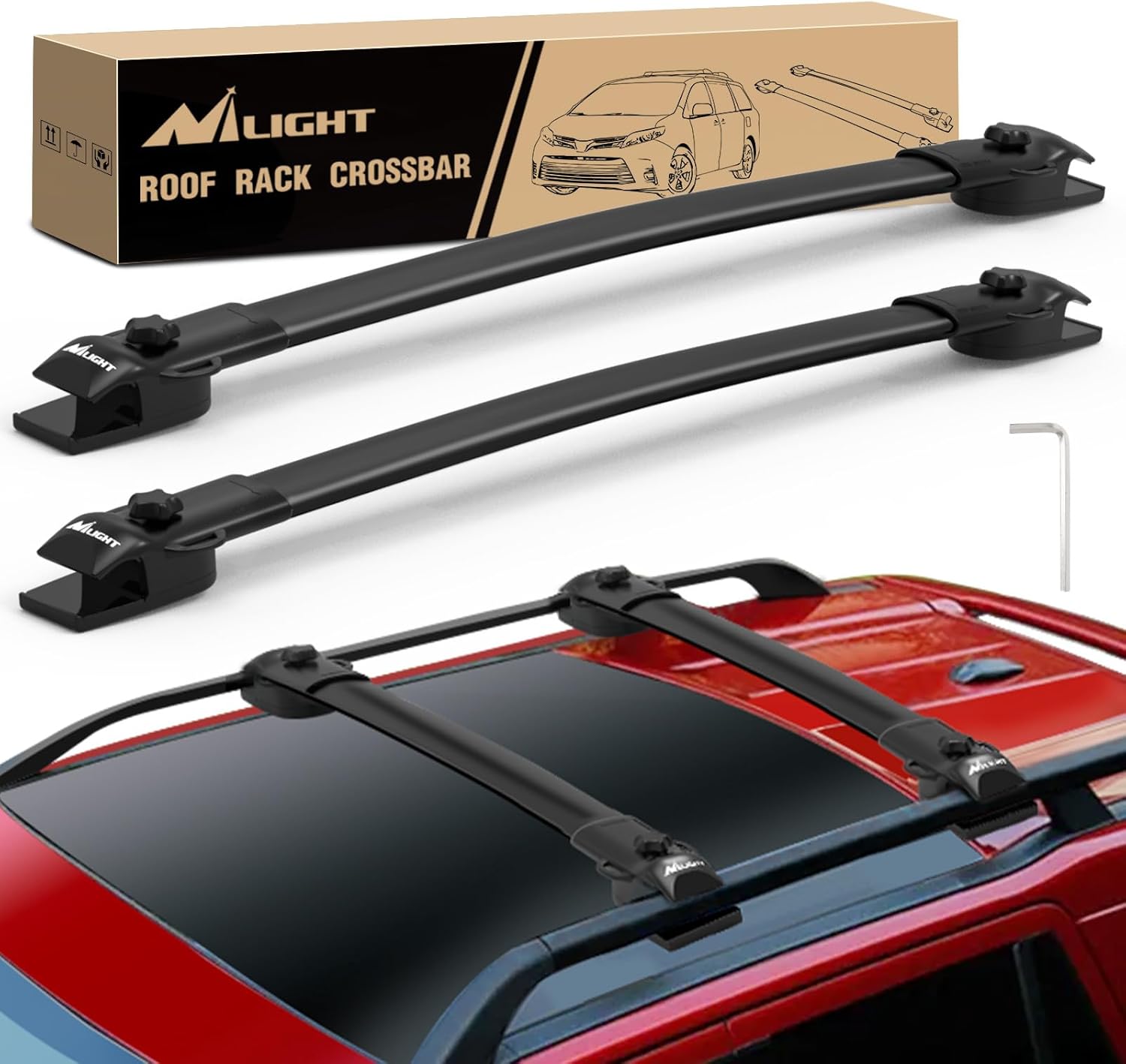 Nilight Roof Rack Cross Bars Fit for Toyota Sienna 2011 2012 13 14 15 16 17 18 2019 2020 with Side Rails, Adjustable Aluminum Car Crossbars for Cargo Carrier Luggage Bike Kayak Rooftop Tent Snowboard