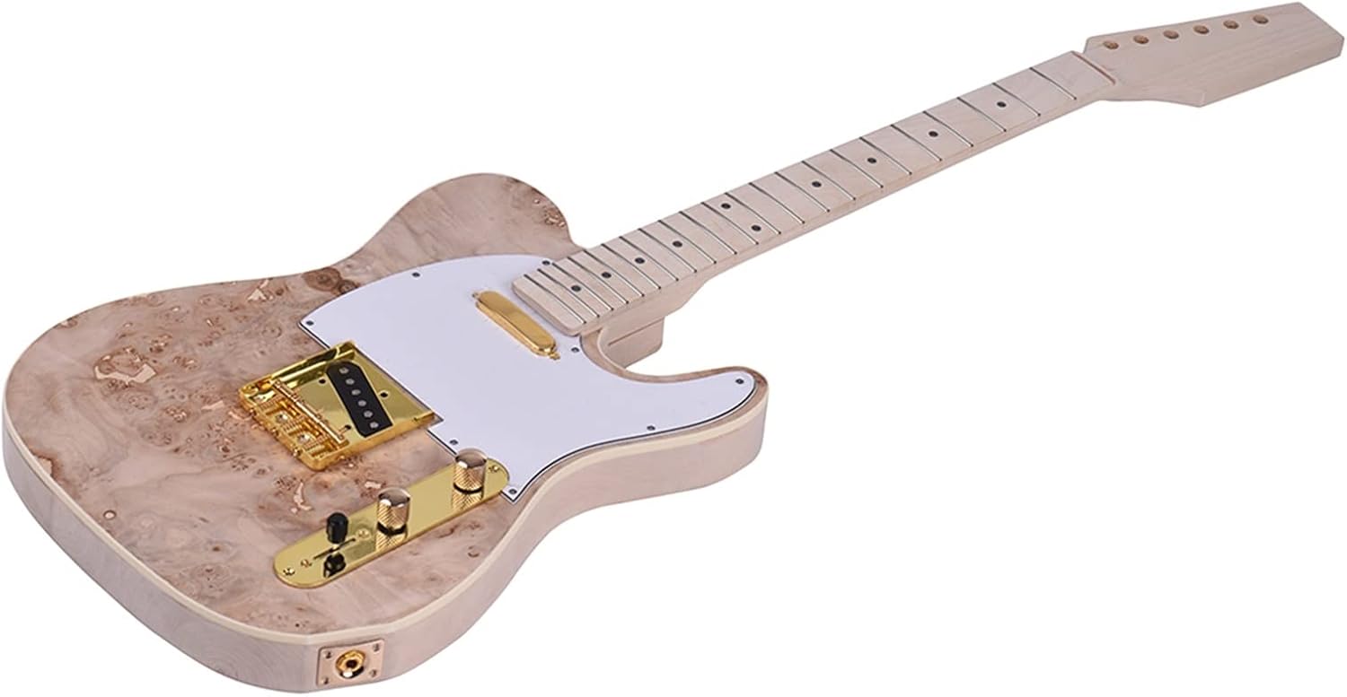 Unfinished DIY Electric Guitar Kit 6 String Basswood Body Burl Surface Luthier Unfinished Guitar Body