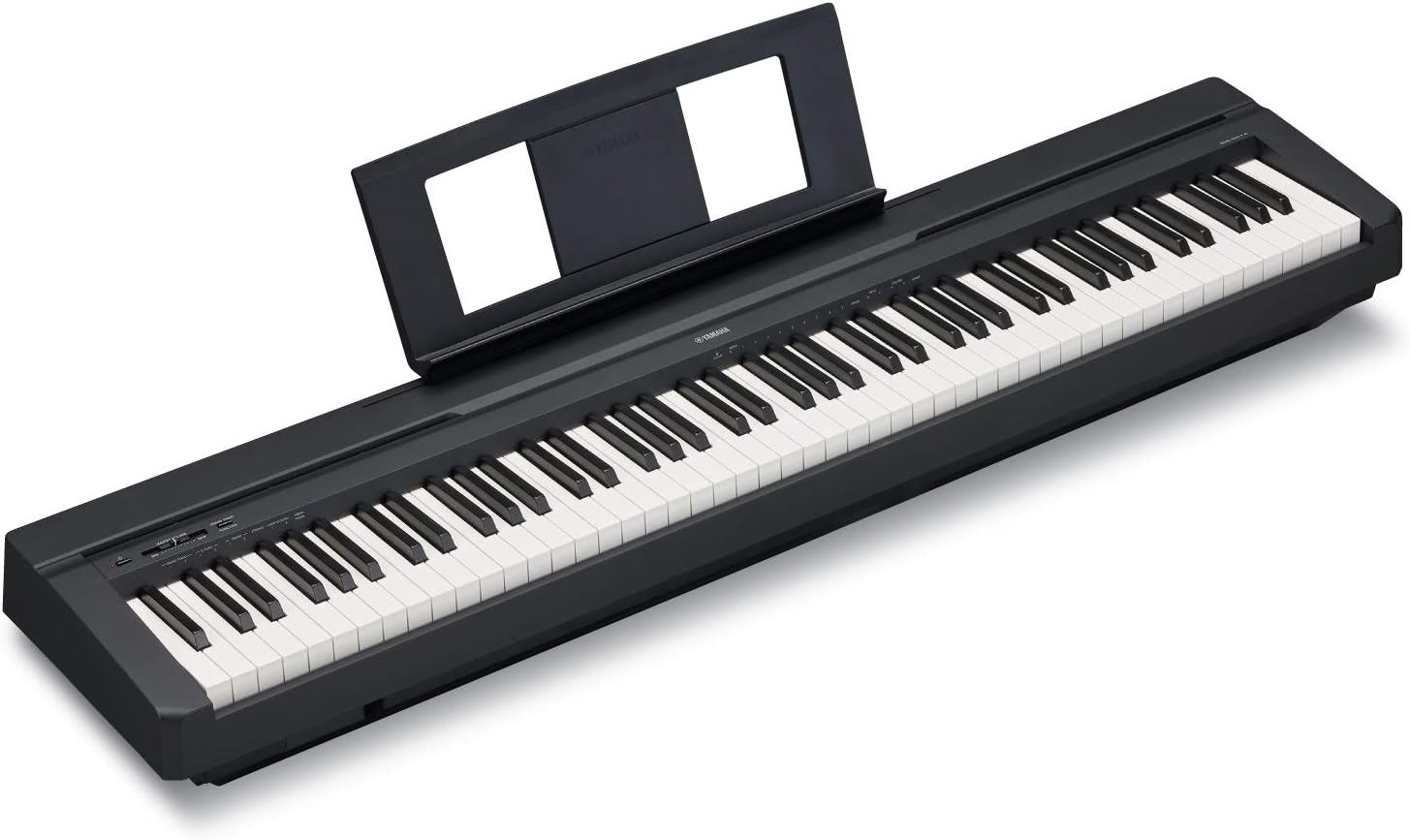 Yamaha 88-Key Weighted Portable Digital Piano Keyboard with Music Rest, Sustain Foot Switch, Built-in Speakers, USB Connectivity, Black (P45B)