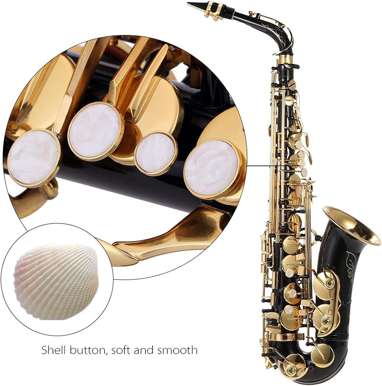 Sax Beginners Kit EB Alto Saxophone Brass Lacquered Gold E Flat Sax 82Z Key Type Woodwind Instrument in Stock with Accessories Wind Instrument (Color : Black EB)