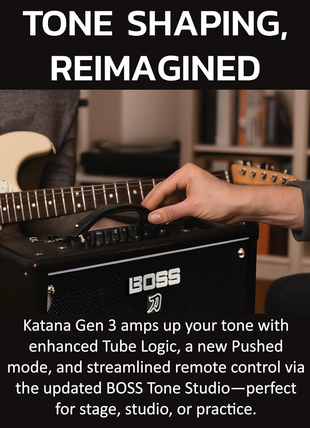 Boss Katana-50 Gen 3 50-Watt 1x12-Inch Guitar Combo Amplifier Bundle with Gearlux Instrument Cable and Picks