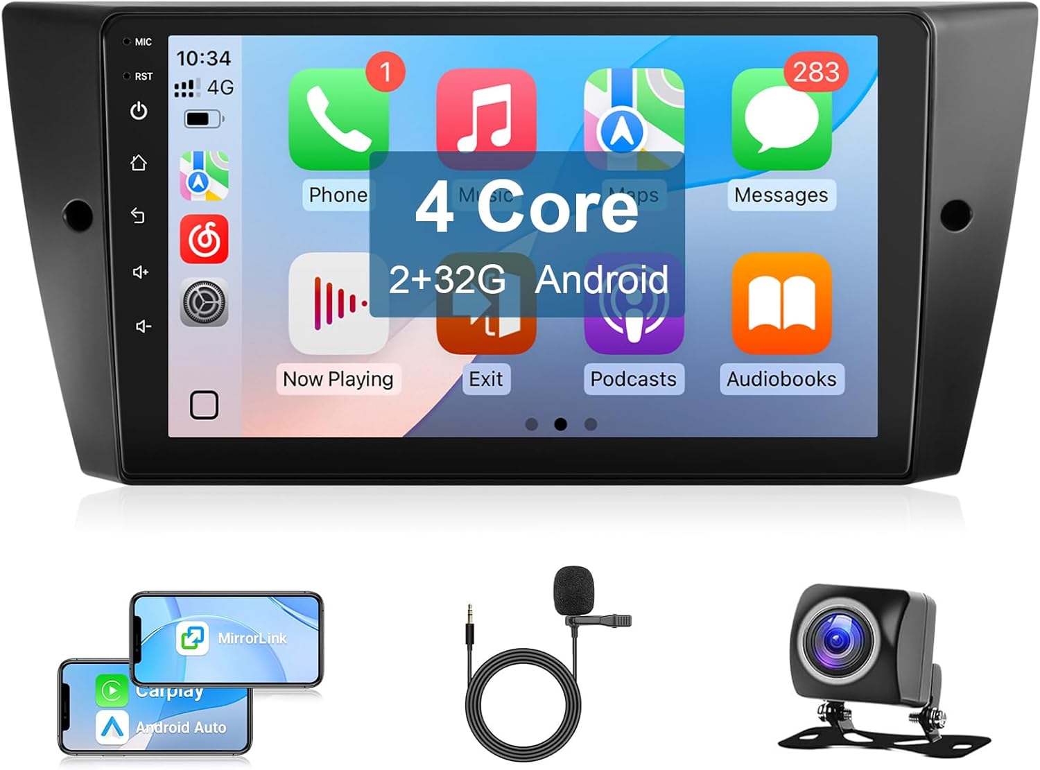 Leadfan Car Radio for BMW 3 Series 328i 335i 325i (E90/E92/E93) 2005-2011 Stereo Replacement Compatible with Apple Wireless CarPlay Android Auto, 9'' Touchscreen Bluetooth GPS Navi WiFi Backup Camera