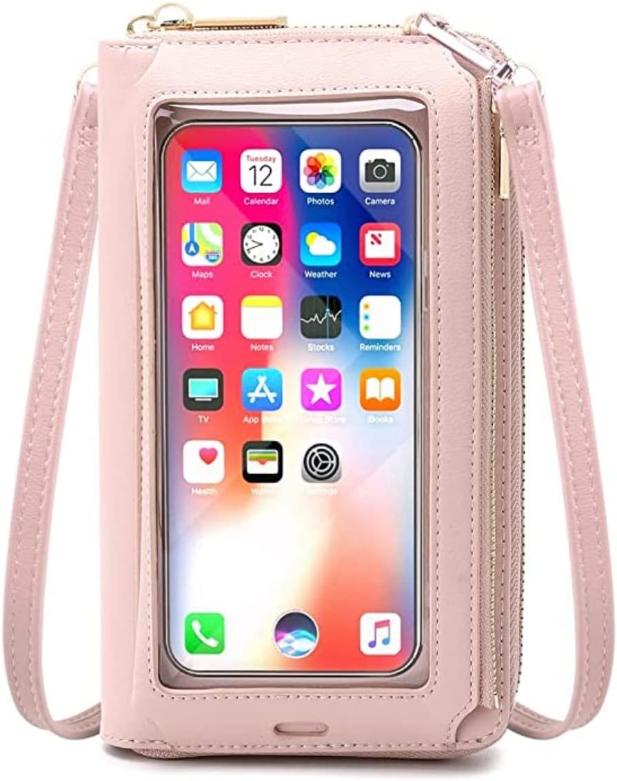 RFID Blocking Touch Screen Phone Bag Genuine Leather Small Crossbody Shoulder Handbag Wristlet Gift Box Gifts for Woman