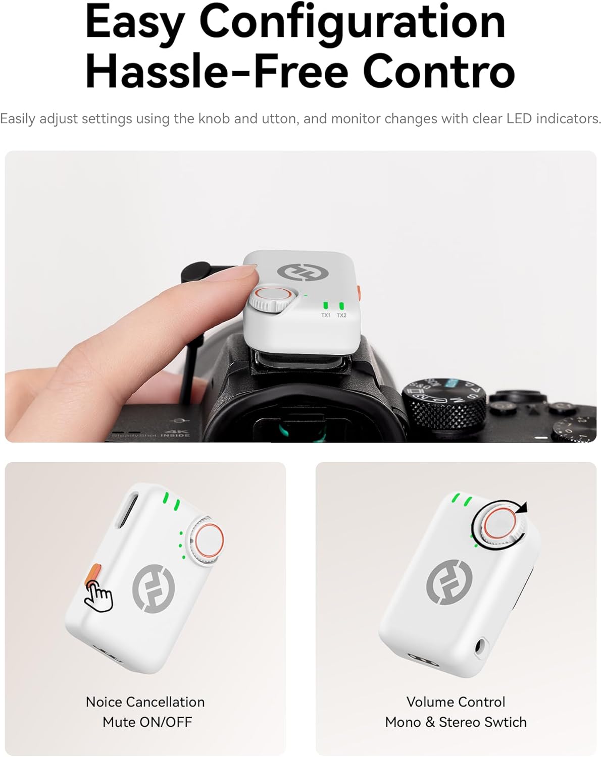 Hollyland Lark M2S Ultimate Combo (Camera RX+Lightning RX+Type-C RX) Wireless Lavalier Microphone for iPhone/Camera/Android/PC, Compact Mic, Titanium Clip, Noise Cancelling, Vlog (Glacier White)