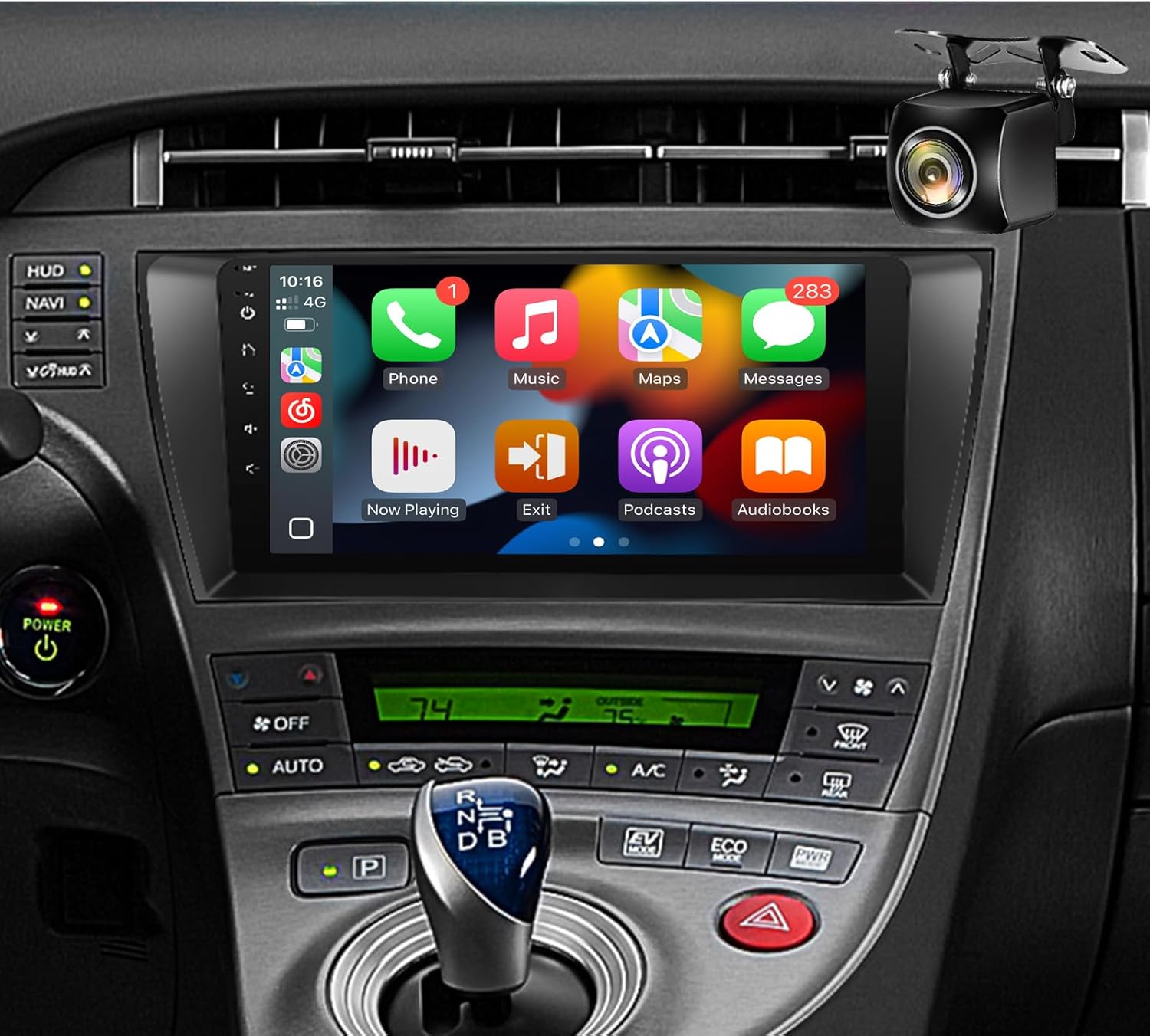 Car Stereo Radio for Toyota Prius 2010 2011 2012 2013 2014 2015, with Wireless Carplay, Android Auto, FM, Plug and Play Wiring Harness, GPS Navigation, SWC,MIC (Style 1 Without J.B.L&Large Screen)