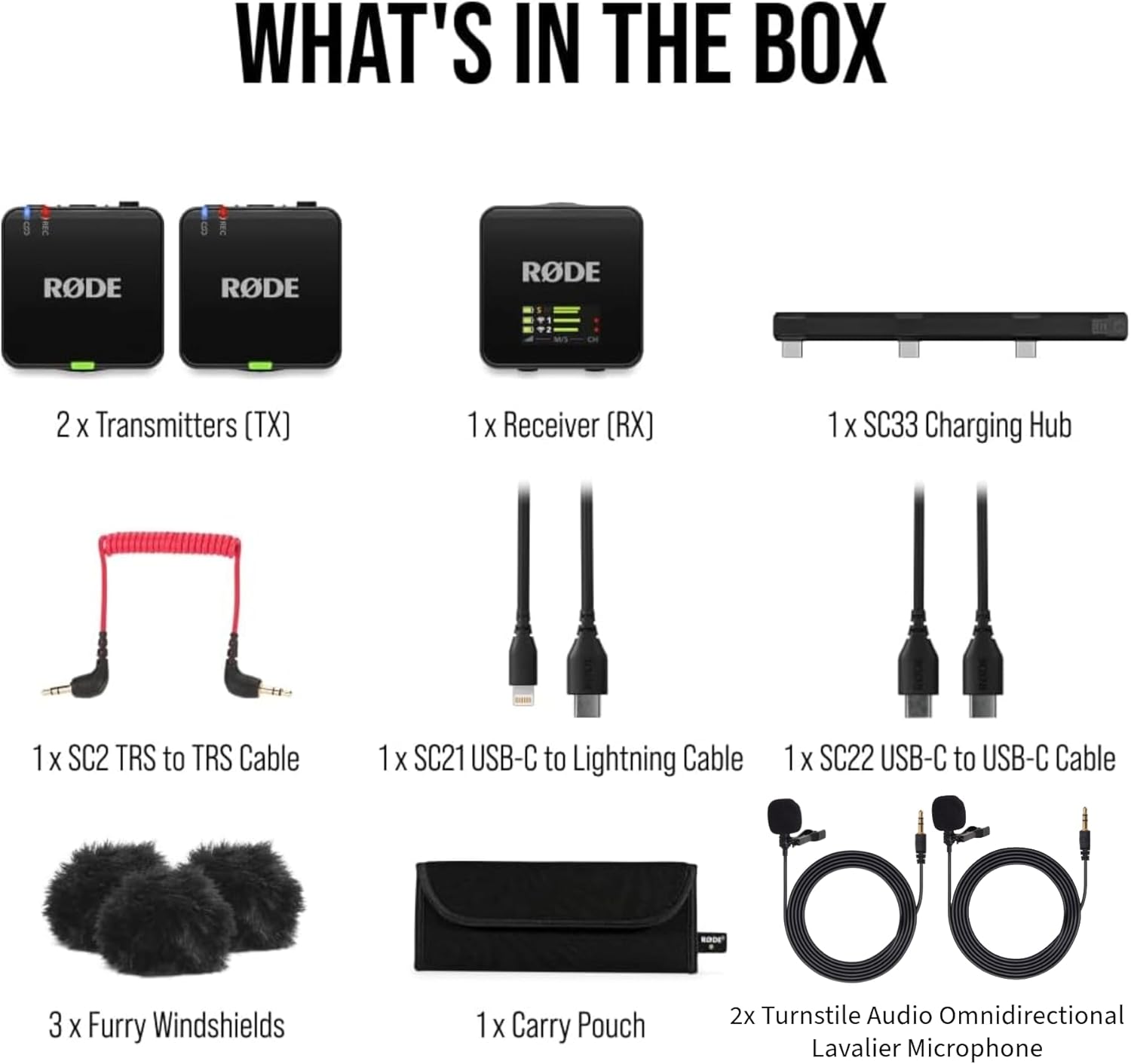 RØDE Wireless GO (Gen 3) Compact Wireless Mic - Pristine Audio, 32-bit Float Recording, Automatic Level Control, for Phones, Cameras and Computers Bundle with 2X Turnstile Audio Lavalier Microphone