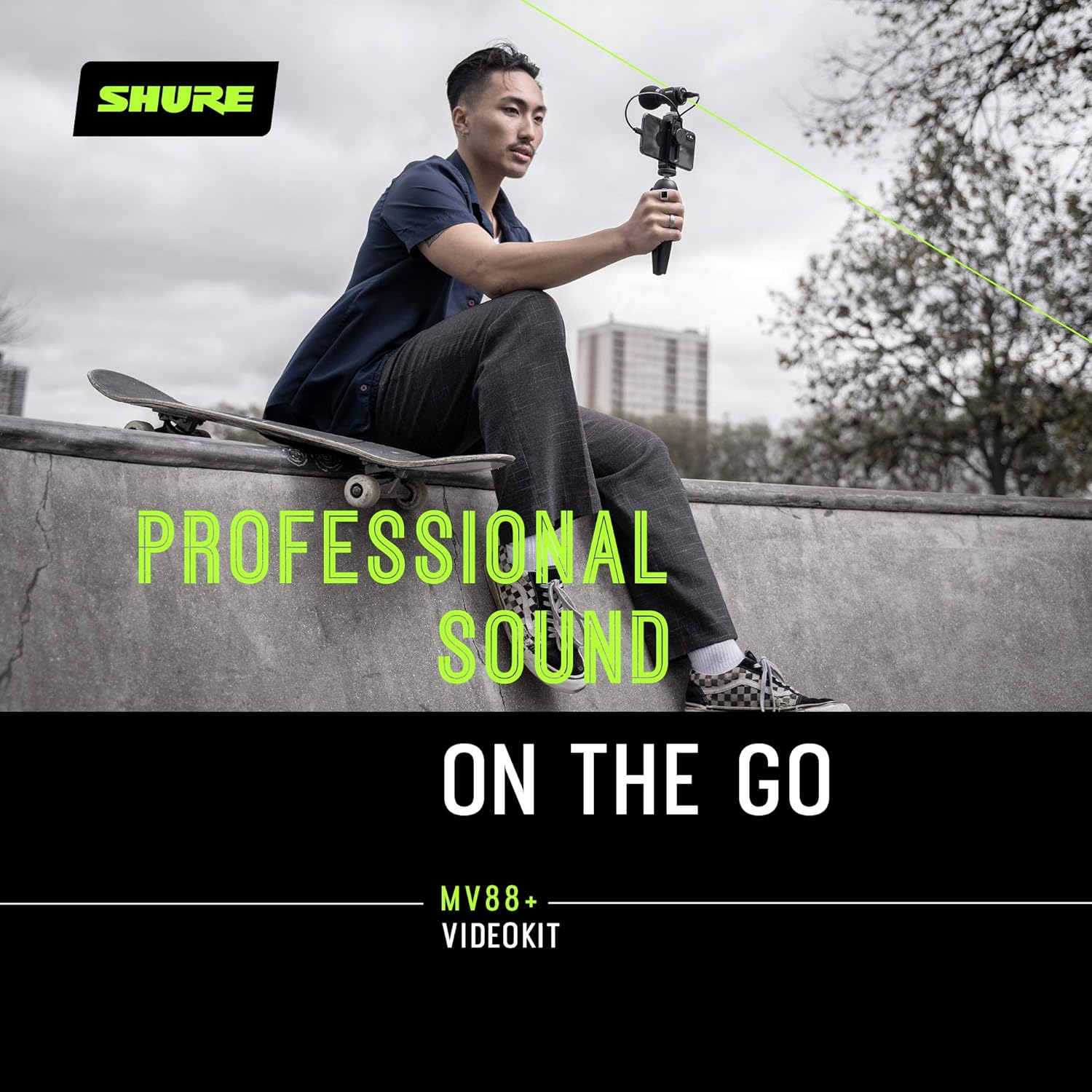 Shure MV88+ Video Kit - Digital Stereo Condenser Microphone for Apple and Android, with Manfrotto PIXI Tripod, Phone Clamp, Mount, iOS and USB-C Cables for Next-Level Compatibility and Connectivity