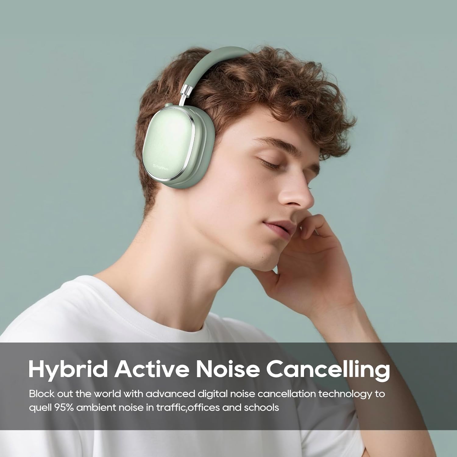 Srhythm NiceComfort 95 Hybrid Noise Cancelling Headphone Wireless, Bluetooth Headset with Transparency Mode,ENC,HD Sound