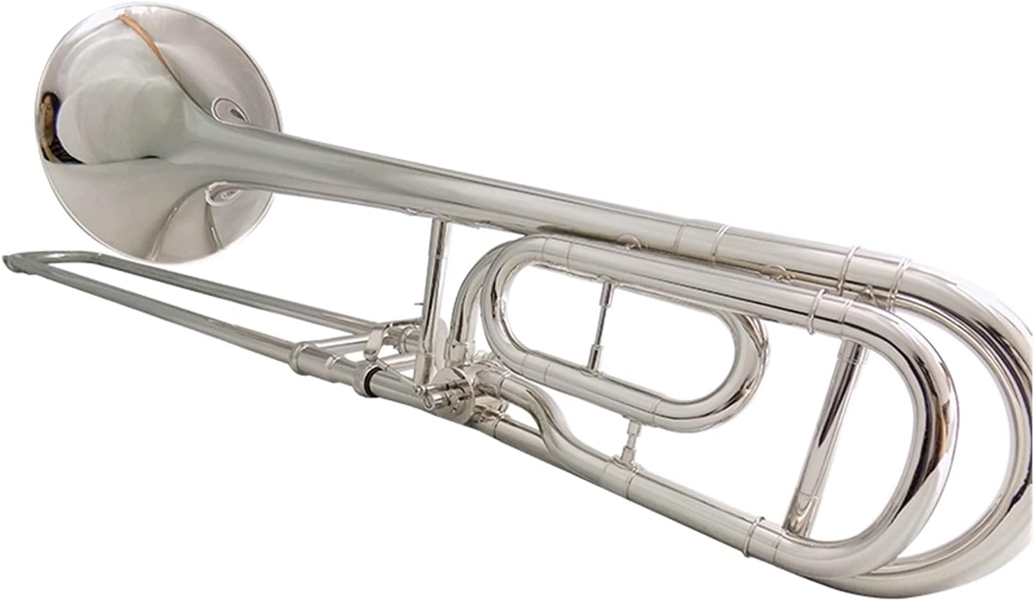 Student Trombone Bb/F Tenor Trombone with Shell and Mouthpiece Gold Brass Trombone Nickel-Plated Trombone Instrument Trombone Kit