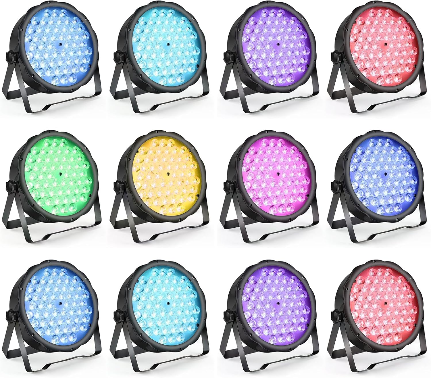 BETOPPER LED Par Lights 54 x 1.5W, RGB Stage Lights DMX DJ Lighting Sound Activated with Stand, Strobe Light & Wash Par Lighting DMX for Parties, Church, Wedding, Bars, 12