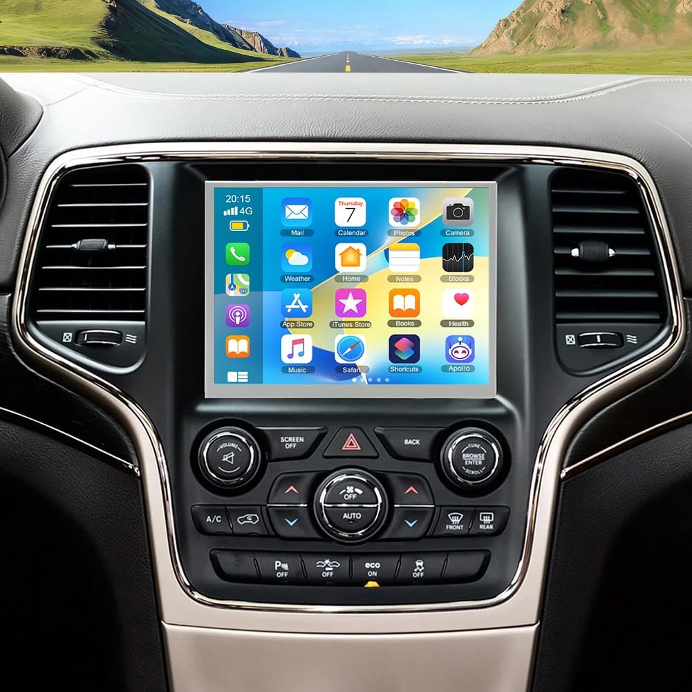 Car Stereo for Dodge Ram 2015-2021,8.4 Inch Android 14 Double Din Car Radio with Carplay & Android Auto, in-Dash Navigation Radio with BT Mirror Link WiFi FM Radio & Backup Camera-4+64G