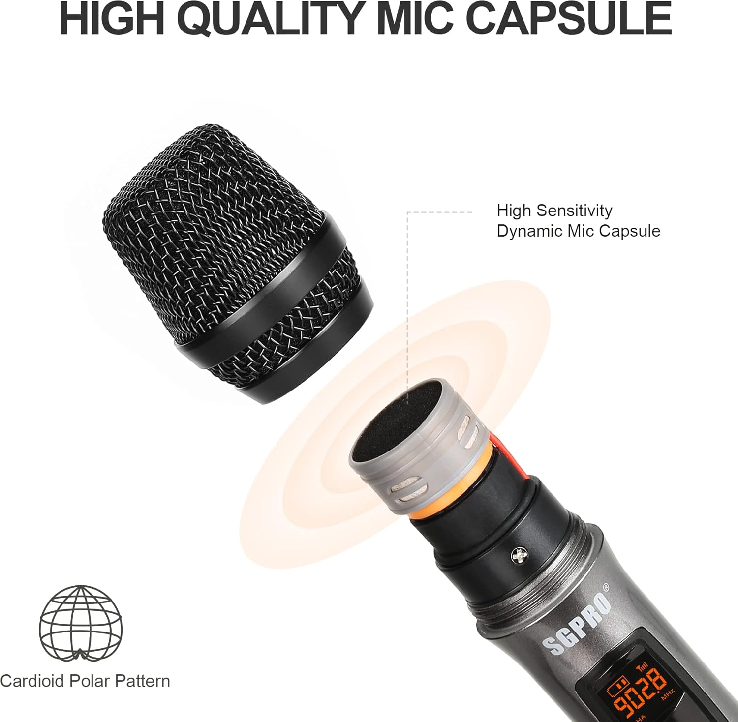 Multiple-Purpose Wireless Microphone Set Compact Receiver Mute Function Battery Indicator for Singing, DJ, Speech, Classroom, Church, Home Karaoke and More (SG-14 | Dual Handheld Set)