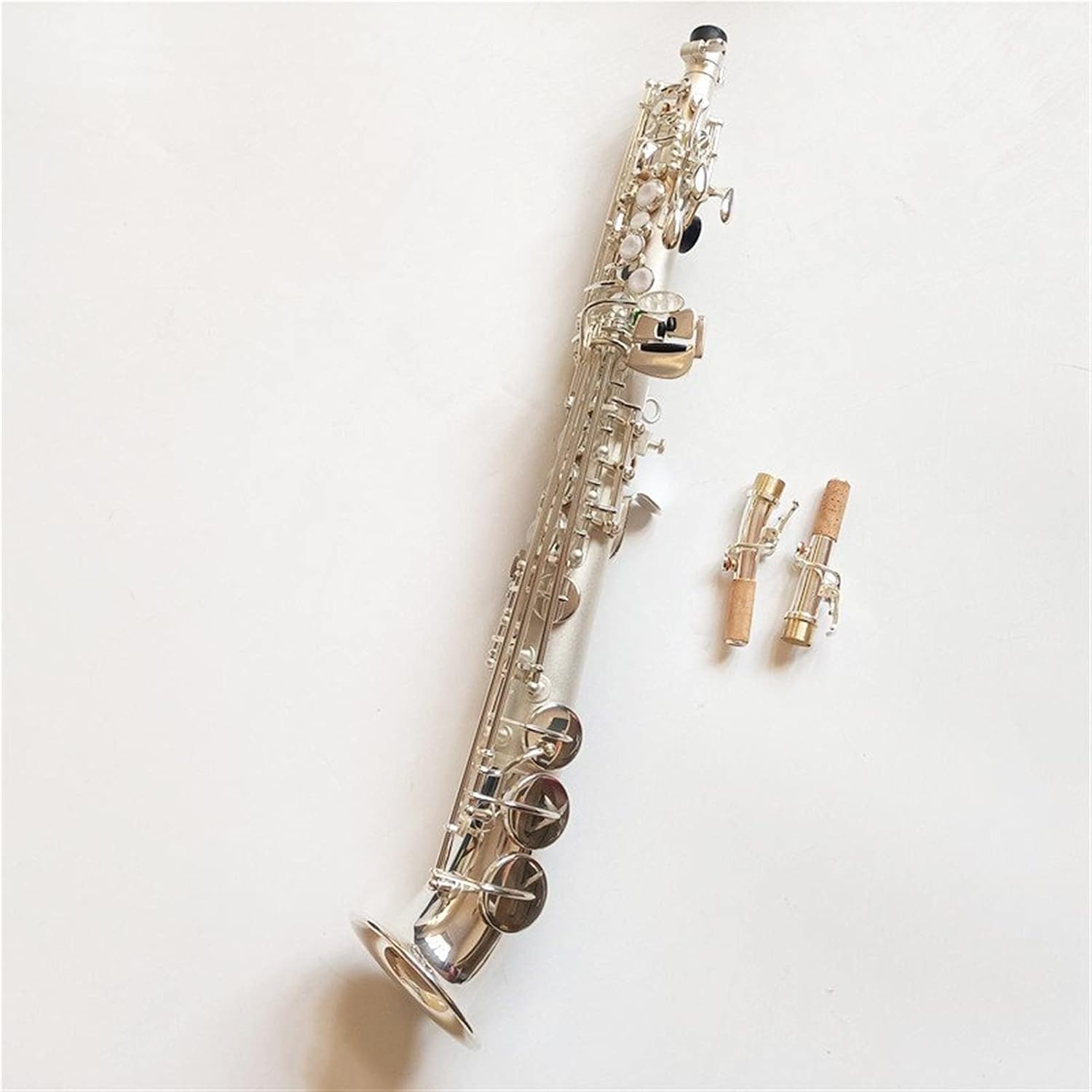 Made in Japan Soprano Saxophone Bb Brass Lacquered Body and Keys Mouthpiece Reeds Neck with Case Student Saxophone (Color : Silver)