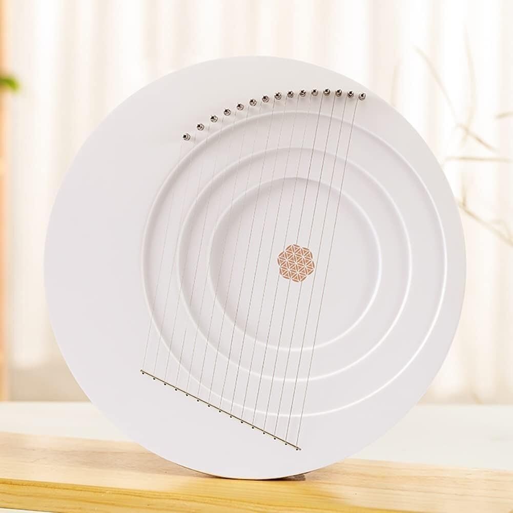 15 Strings Moon Lyre Harp, Moon Shape Maple Harp with Tuning Wrench, Extra Strings and Mat, Wooden Musical Instrument(Color:Without Stand)(With Stand)