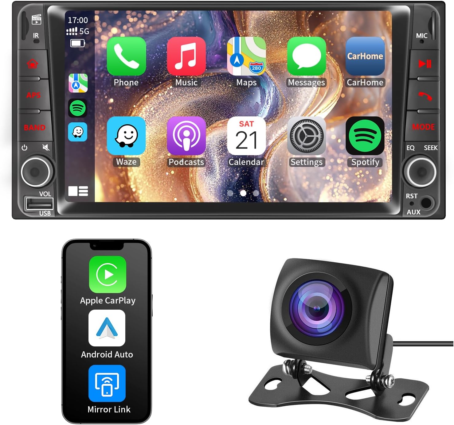Car Stereo Radio for Subaru Forester 2009-2015 2009-2015 Forester 2008-2014 Impreza/2008-2014 WRX/2008-2014 WRX STI7'' Touch Screen Support Carplay/Android Auto/Bluetooth/EQ/USB