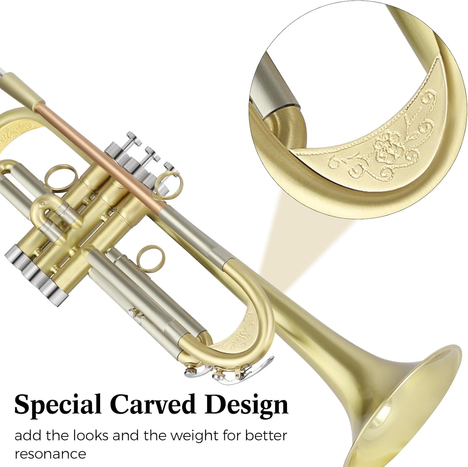 ROWELL Trumpet Standard Bb Trumpet Set Professional Trumpets Brass Trumpets for Beginners with Deluxe Hand Case,Gloves,7C Mouthpiece and Clean Kit (Antique Finished)