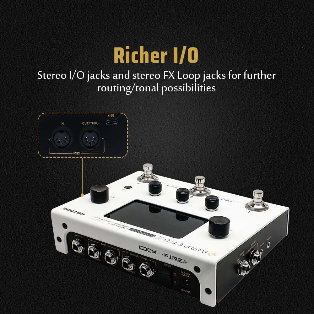 HOTONE Guitar Multi Effects Processor Multi Effects Pedal Touch Screen Guitar Bass Amp Modeling IR Cabinets Simulation Guitar Effects Pedal Multi FX Processor Ampero II Stomp