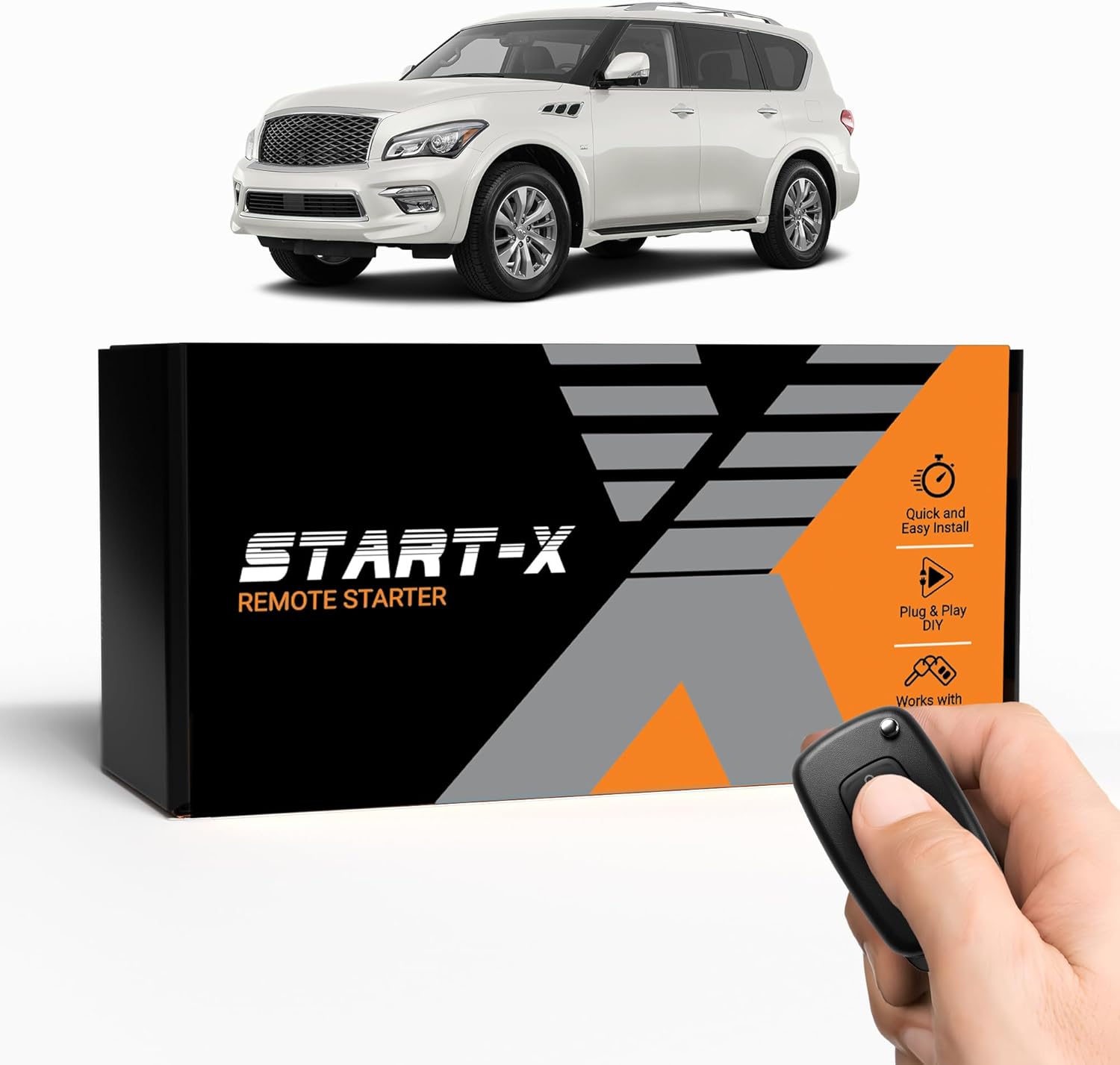 Start-X Remote Starter Kit for QX80 (2014, 2015, 2016, 2017, 2018, 2019, 2020, 2021, 2022) Vehicles | Push-to-Start Ignition | Lock 3X to Remote Start | Plug & Play | Zero Wire Splicing
