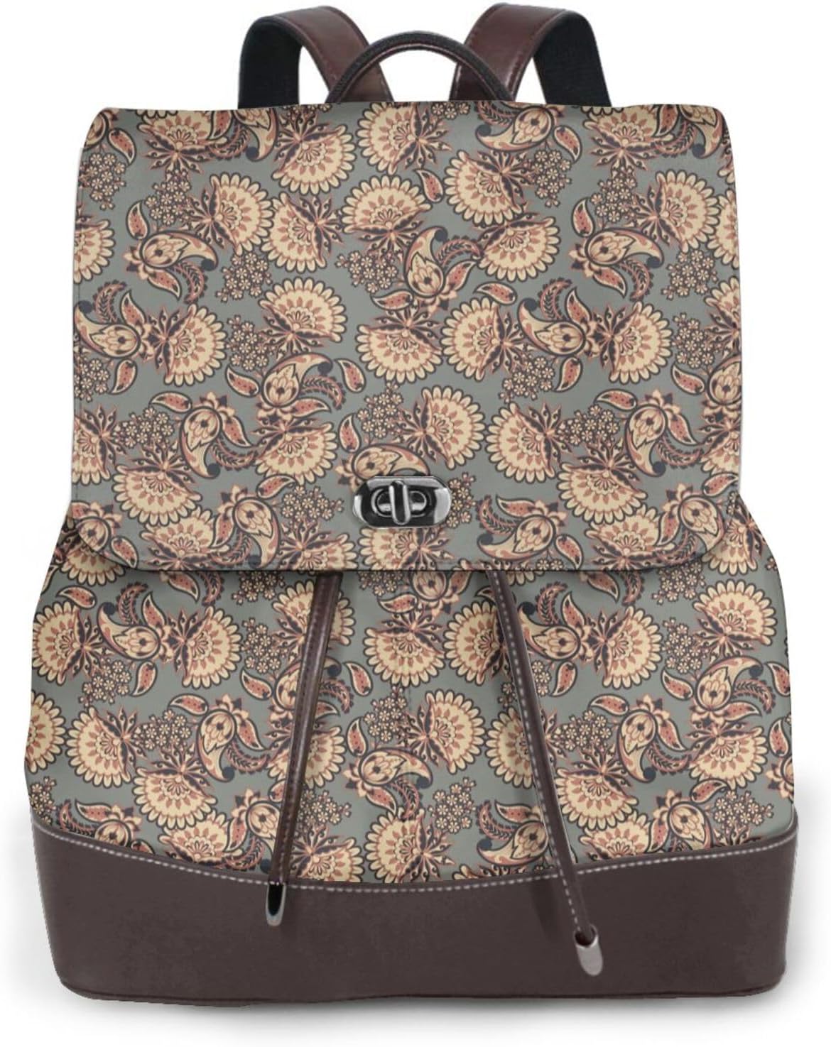 Asian Style Floral for Womens Backpack Purse Microfiber PU Anti-theft Large Fashion Designer Travel Bag Ladies Shoulder Bags