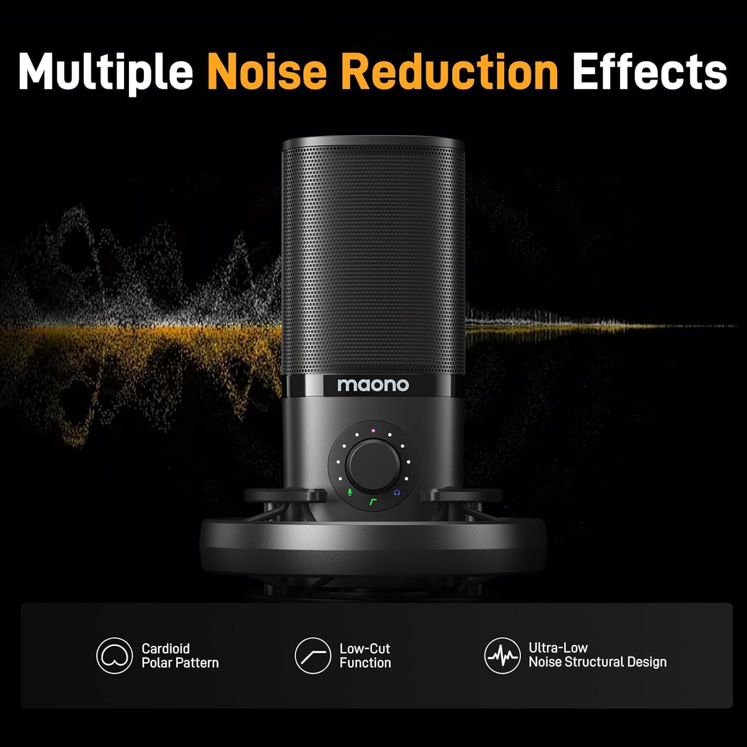 MAONO USB Condenser Microphone-Studio Mic with Shock Mount, Boom Arm, Software, Mute, Gain Knob, Volume Control for Streaming, Recording, Singing, Podcasting, Content Creation, Audiobooks-PM450