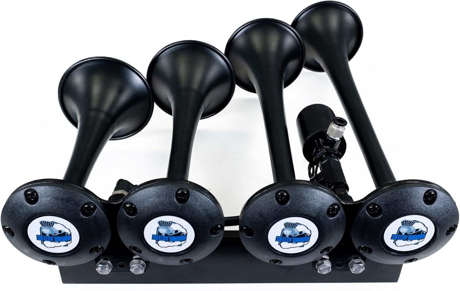 HornBlasters The Rage 4-Chime Air Horn – 12V, 142 dB Universal Air Horn with Pre-Installed Valve – Extremely Loud for Cars & Trucks