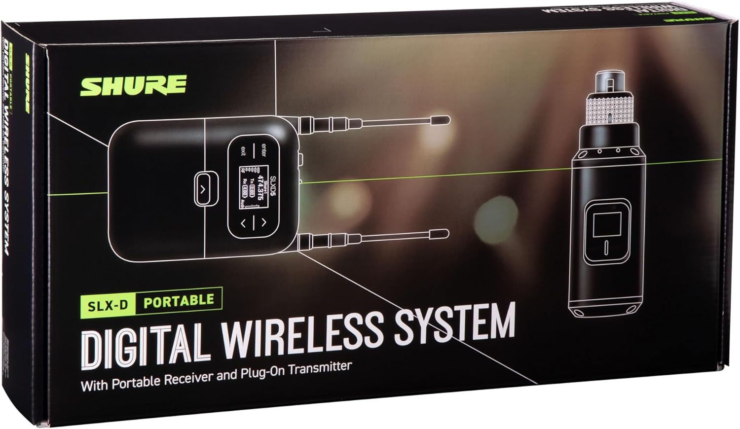 Shure SLXD35 Digital Wireless Plug-On System with Transmitter and Portable Receiver for Video Production, G58 Band (SLXD35-G58)