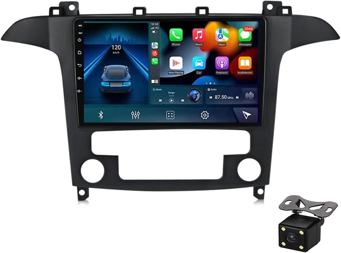 Double Din Car Stereo with Bluetooth in-Dash 9 Inch Touchscreen Car Radio for Ford S-MAX 2006-2015 with Backup Camera Support Carplay/DSP/4G/WIFI/SWC/FM,M200s 2g+32g