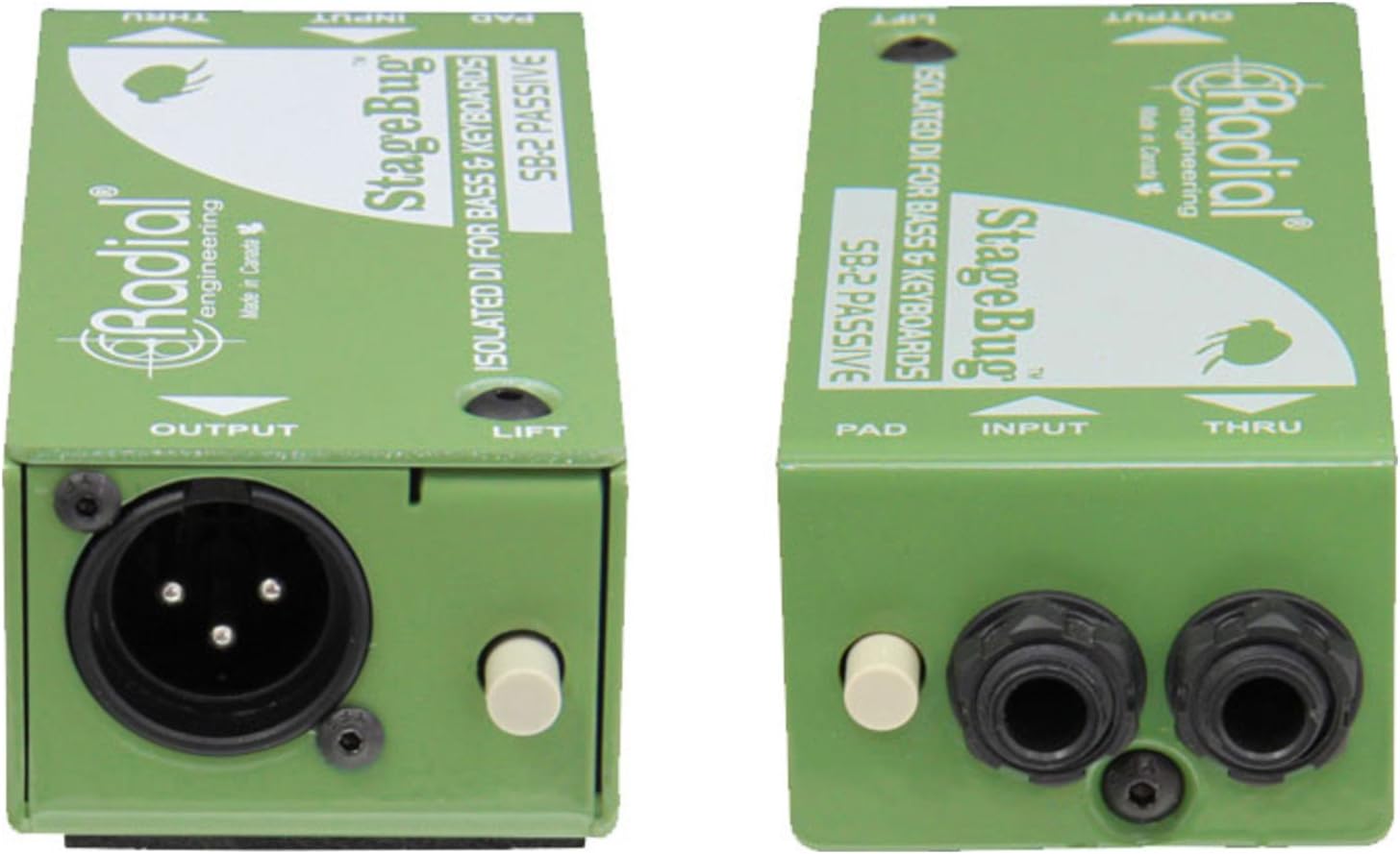 Radial StageBug SB-2 Single Channel Passive Instrument Direct Box with Senor Cables 20' XLR Microphone Cable