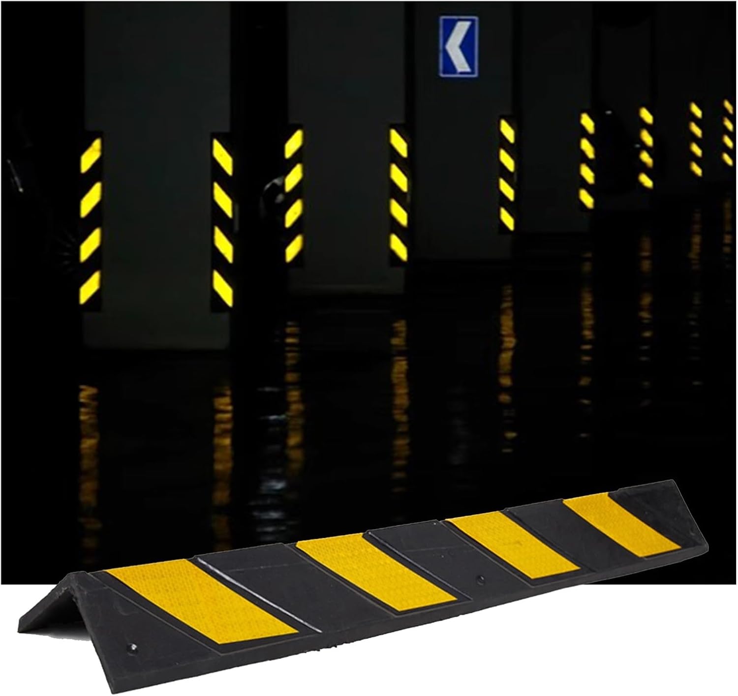 Car Parking Protector Rubber Corner Protector Wall Corner Guard for Parking Garages,Rubber Column for Warehouse,Reflective Workshops Ground Floor Garage Wall Corner Guards,1cm Thick