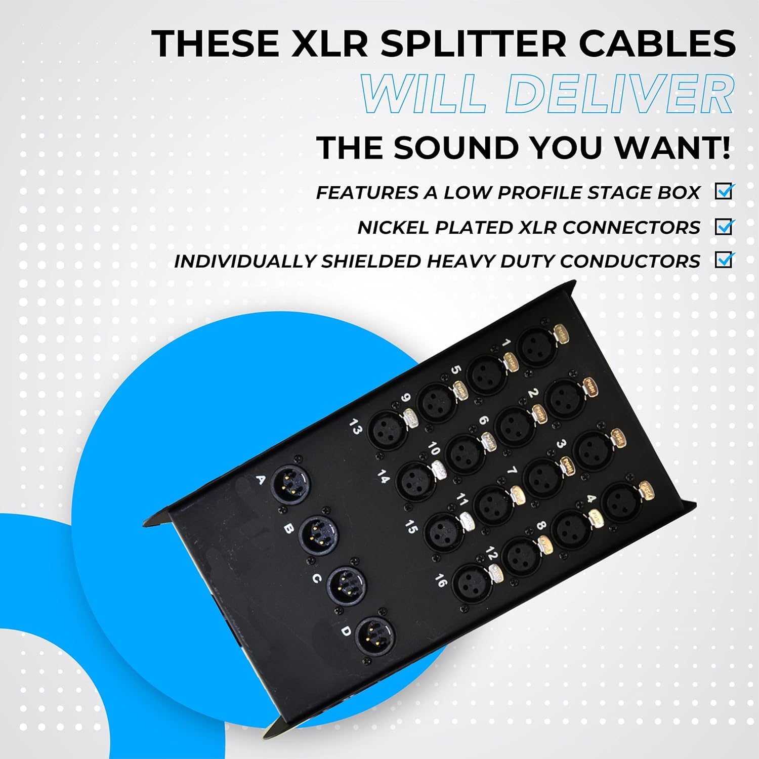 Seismic Audio Speakers 16 Channel Low Profile XLR Send Circuit Board Snake Cable, XLR Splitter Cable, 100 Feet