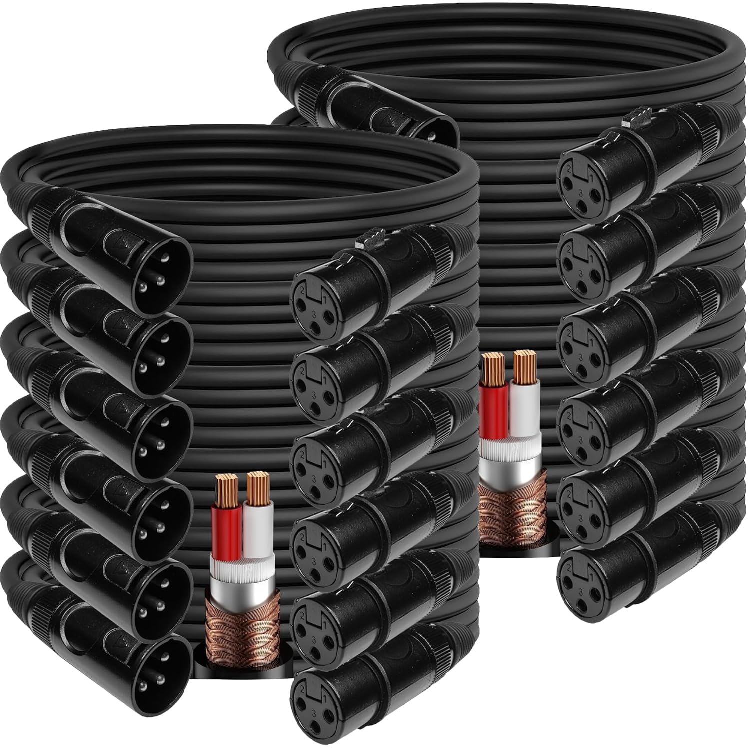 EMB 12-Pack Pro 16AWG 8mm 15 Feet 100% OFC XLR Balanced Shielded Mic Audio Cable