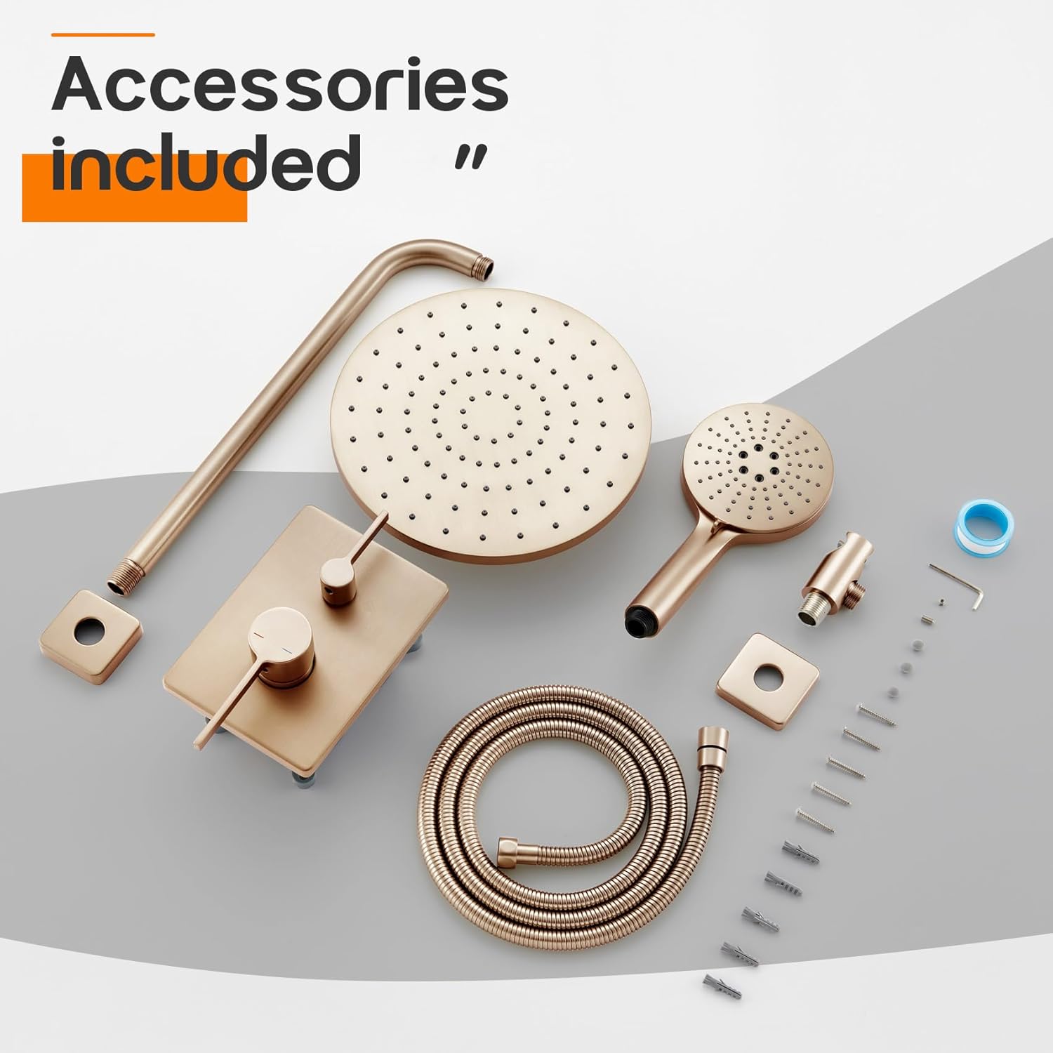 Bathtub Shower Trim Kit with 10'' High Pressure Rain Showerhead Faucet System, 3-Function Handheld Spray and Valve Included, Wall Mount Champagne Bronze SF001CPG-D10