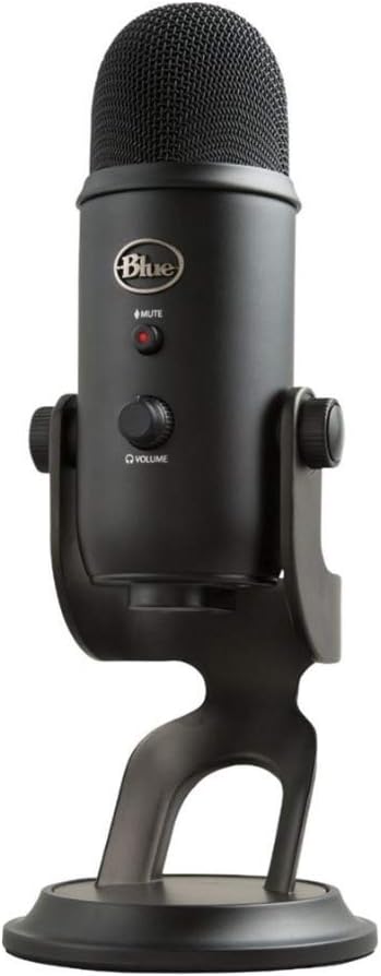 Blue Yeti USB Microphone (Blackout) Bundle with Focus Pro Audio Headphones and Pop Filter (3 Items)