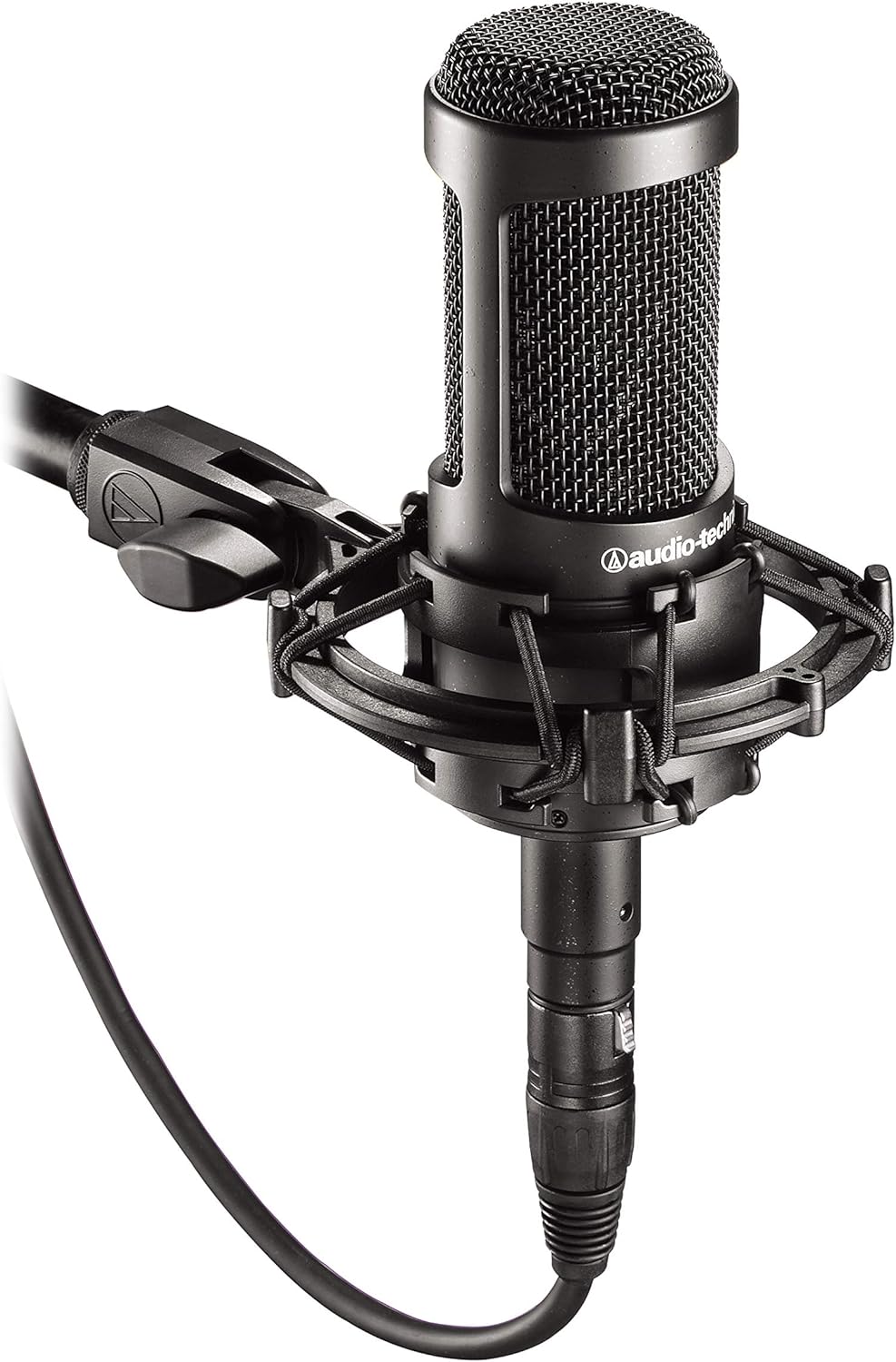 Audio-Technica AT2035 Side Address Cardioid Condenser Studio Microphone with Case Bundle with Rockville RCXFM10P-B Black 10' Female to Male REAN XLR Mic/Speaker Cable
