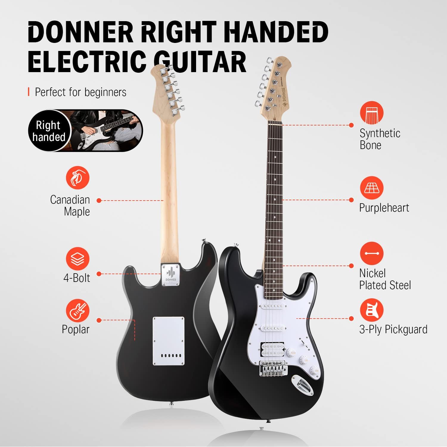 Donner DST-100B 39 Inch Electric Guitar-Overdrive Guitar Pedal