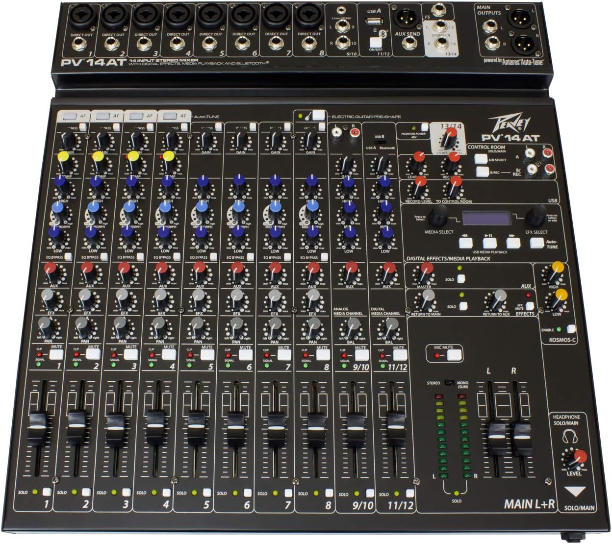 Peavey PV 14 AT 14 Channel Compact Mixer with Bluetooth and Antares Auto-Tune