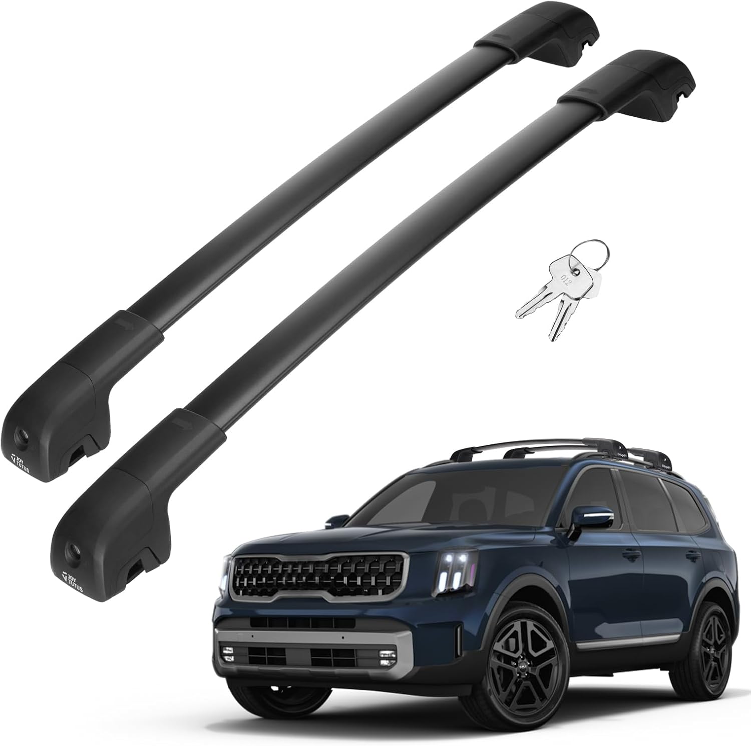 JOYTUTUS 220lbs Lockable Car Roof Rack Cross Bars Compatible with Kia Telluride X-PRO X-LINE 2023-2025 (with Raised Side Rails), Aluminum Car Luggage Rack for Kayak Roof (Except LX EX S SX SX-P)