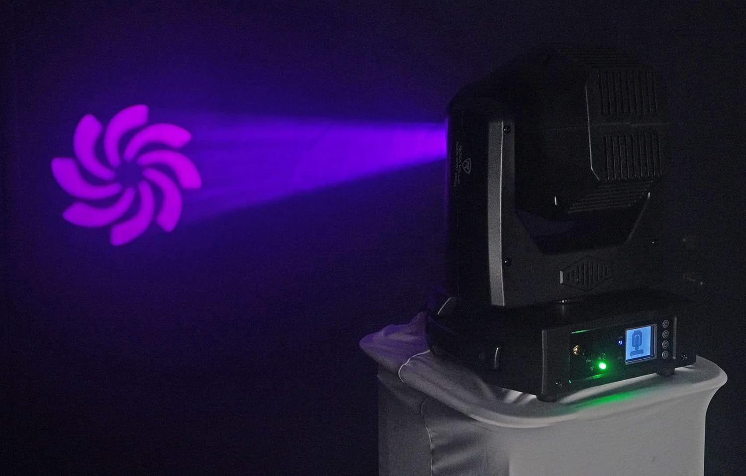 Rockville Rock SPOT Bundle: (2) 260W DJ Moving Head Spot Lights w/Wireless DMX, Prism, Gobos, (2) RTP32B Totem Moving Head Light Stands w/Black & White Scrims & Carry Bags, 4-Items