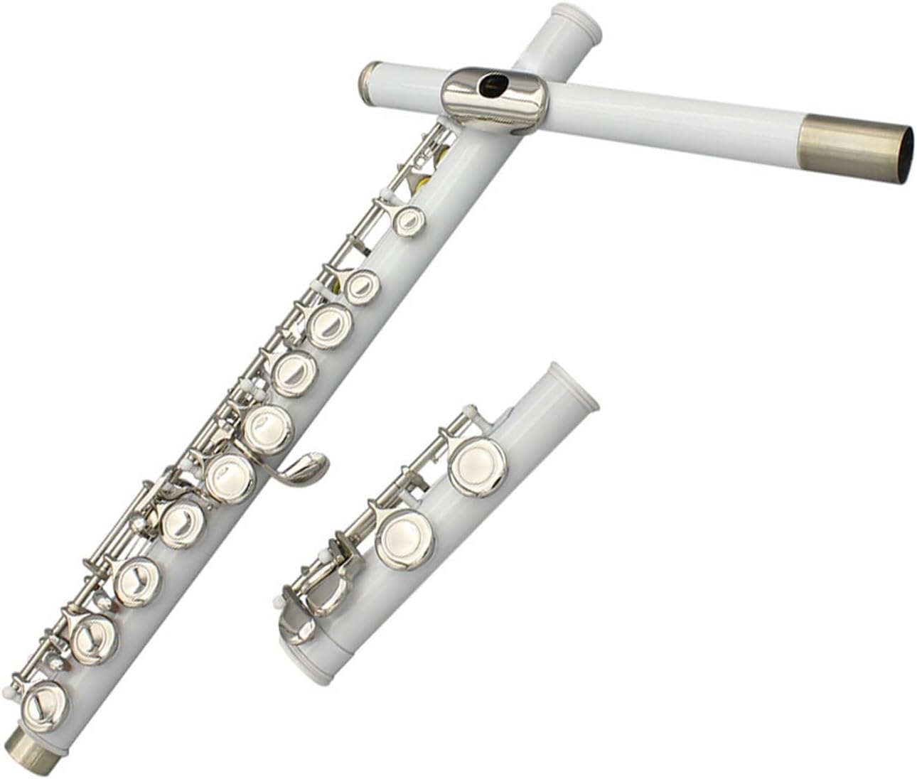 Flute White 16 Holes C Tone Flute with E Key Woodwind Instrument Closed Key Cupronickel Tube Flute Flutes Musical Instruments