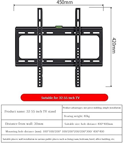 tv mounts Stands Tv Mount Tilt TV Wall Mount Fixed TV Wall Bracket Universal TV Stand for Most 14-32 Inch TV Cabinet Max 200x200mm Up to 25kg Spirit Level,Black-45x42cm