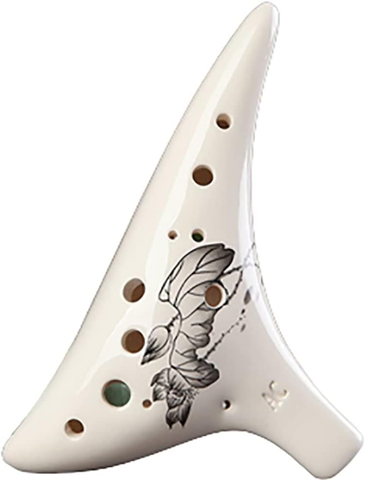 TSTS 12 Holes Alto C White Flower Ocarina Music Instruments Chinese Woodwind Instrument Easy to Learn Children Ocarina (Color : 02)